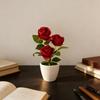 Multi-Bloom Artificial Rose Potted Flowers Red Plastic Fake Flower  Home Decor
