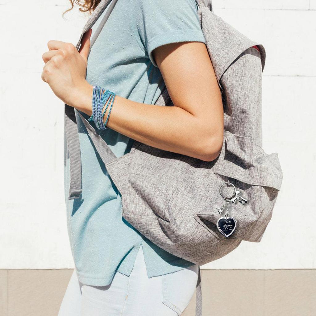 Photo Frame Love Heart Pendant Keychain Sturdy Alloy Charm Fashion Accessory for Men and Women Stylish Outfits