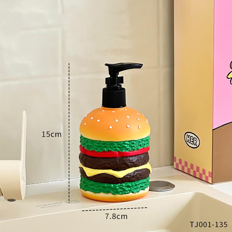 Cute Burger Squeezing Soap Dispenser Makeup Water Bottle Suitable for Home Countertop Bathroom Home Decoration