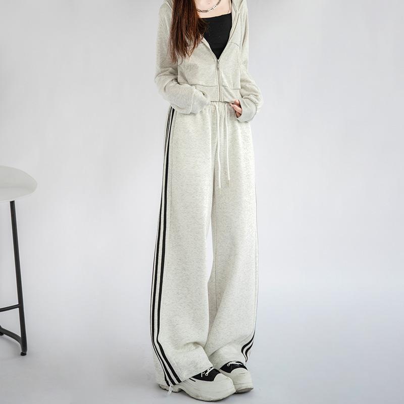 Black Sweatpants Children's Spring and Autumn New Striped Sweatpants Small Straight Casual Wide-leg Pants