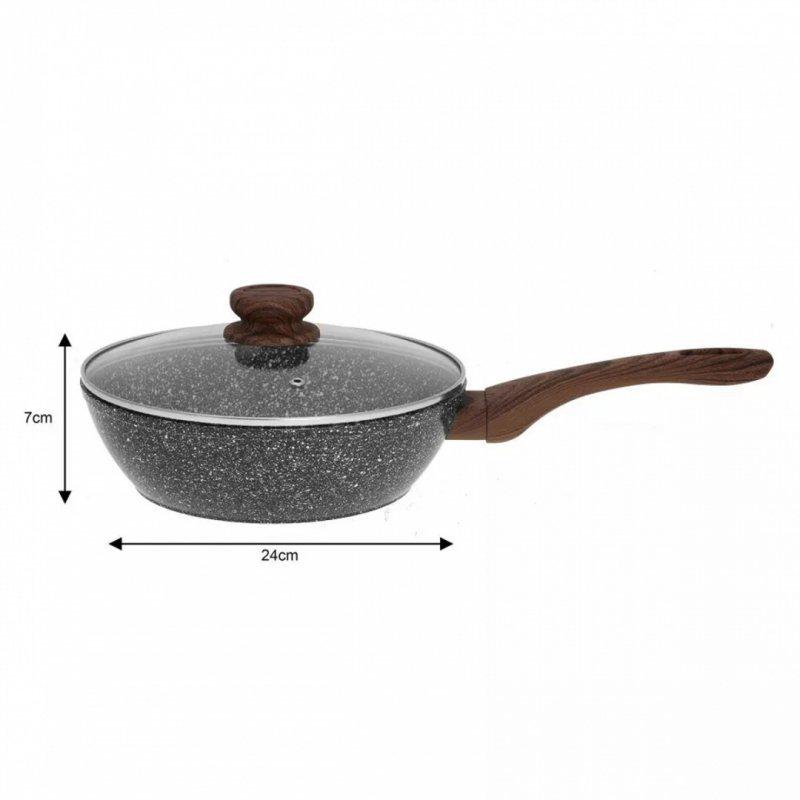 Wok Granitowy 24Cm Granit Wood Kinghoff Kh-1583
