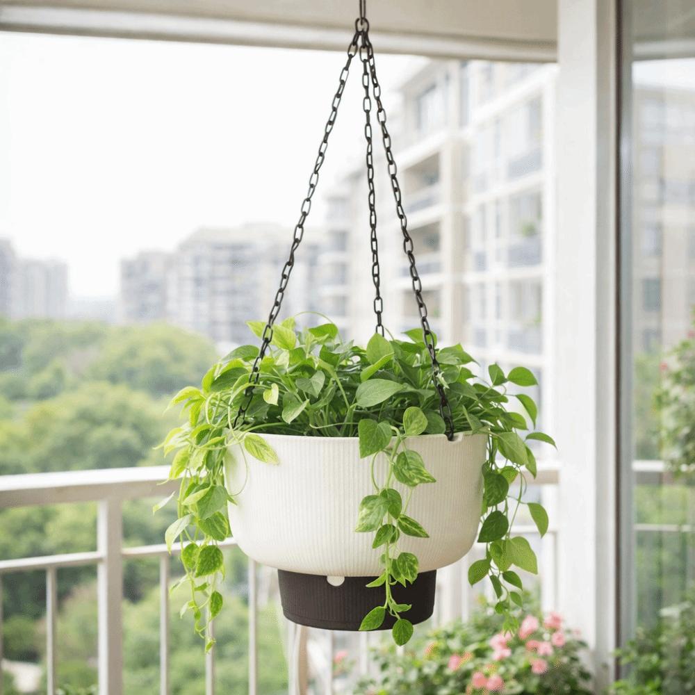 Drainage Self Watering Hanging Planters Chain Hooks Vertical Flowerpot  Indoor Plants