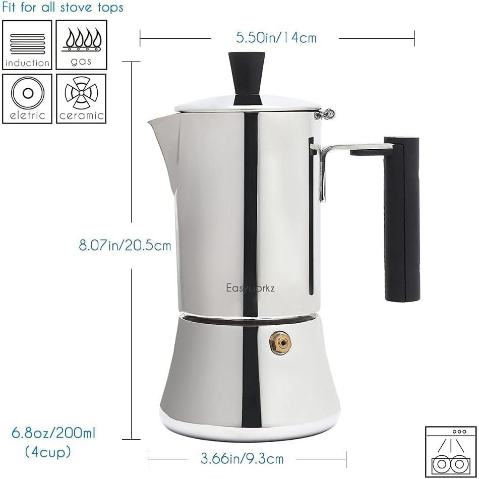 thumbnail interactive-video image 1 of 6 Cup Plastic Stovetop Espresso Maker - Transparent Moka Pot For Induction Cooktops 300ml 1 of 3