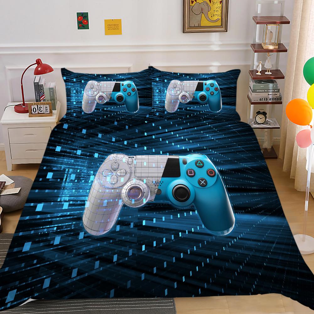 3D Player Bedding Full-size Game Machine Pattern Bedspread Set Is Suitable for Home Decoration of Boys and Men's Game Lovers' Room