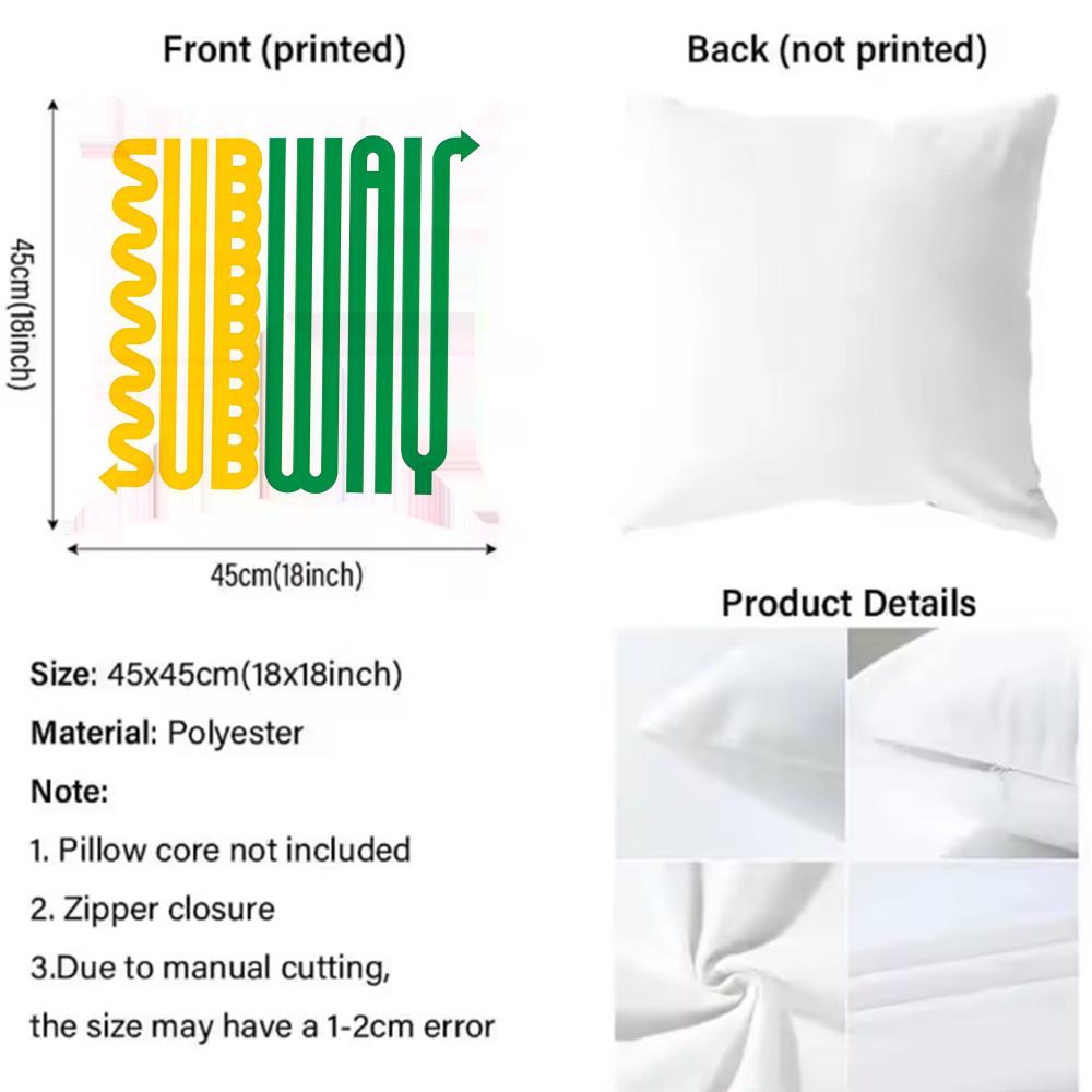 American Restaurant S-Subway-s Cushion Cover 2-in-1 Reversible Plush Pillow Cover | Car/Sofa/Bed | Perfect Gift