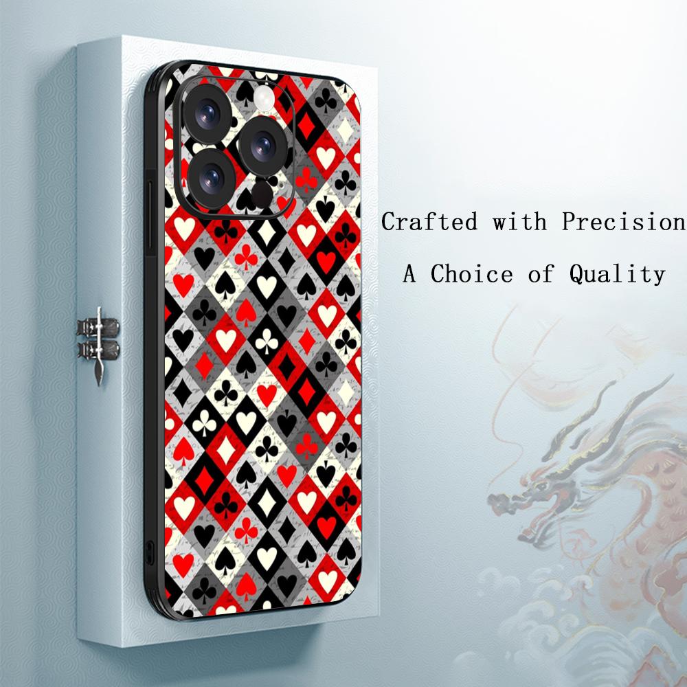 

Poker Fashion pattern ins design Phone Case For iPhone 16 15 14 13 12 11 Plus Mini Pro Max Limited Soft black Shockproof Cover iPhone 11