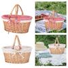 Picnic Basket with Handle Bread Basket Rattan Large Capacity Portable Wicker Basket for Garden Outdoor Camping Home Holiday