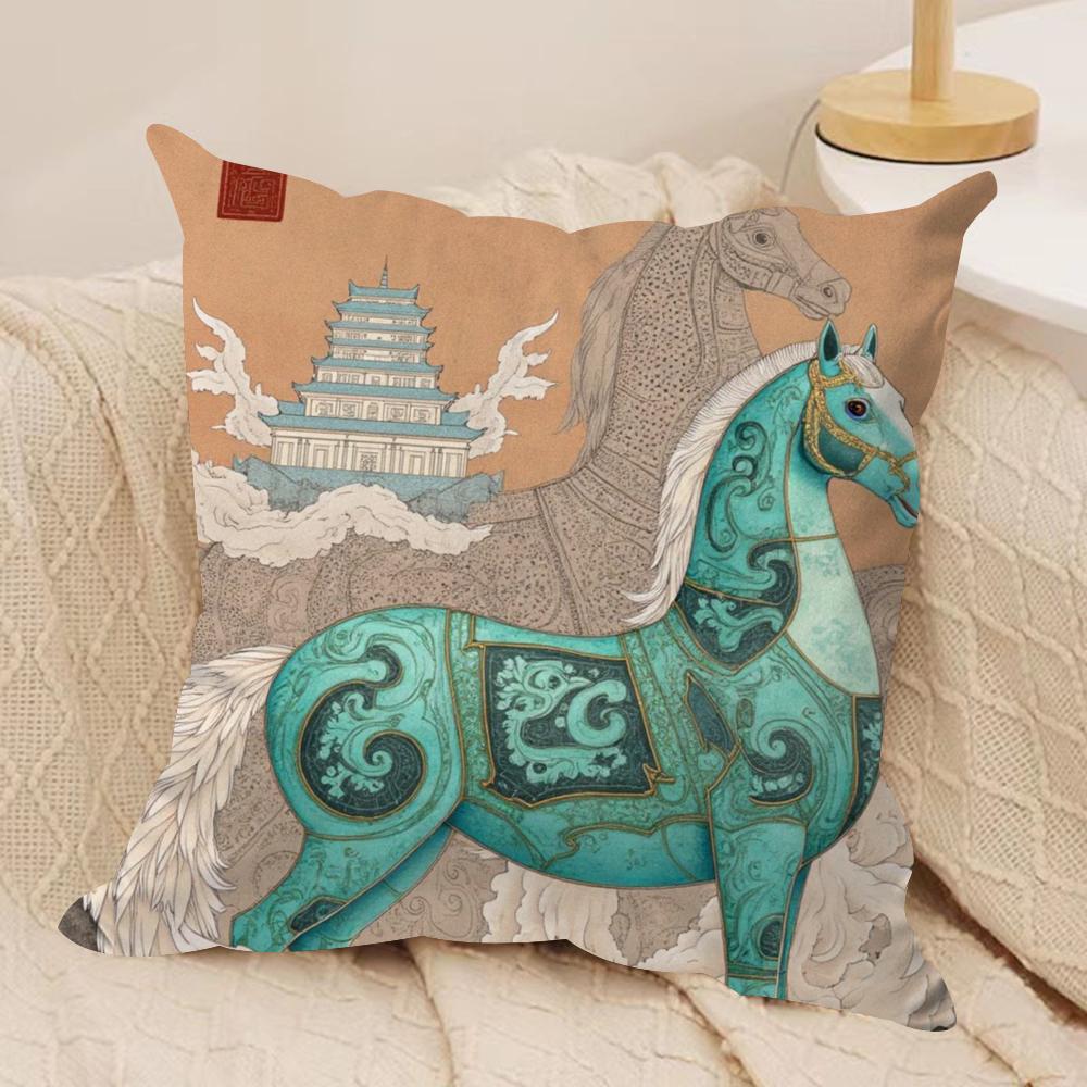Luxury Dream Pegasus Cushion Cover Silky Short Plush DoubleSided Printed Pillow Case for Sofa All Seasons Home Decor Gift