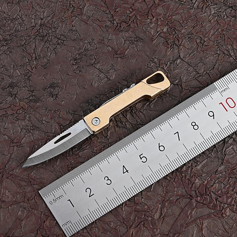 Portable Brass Mini Knife EDC Keychain Folding Knife Letter Unboxing Knife Outdoor Camping Multi-tool For Men Gift