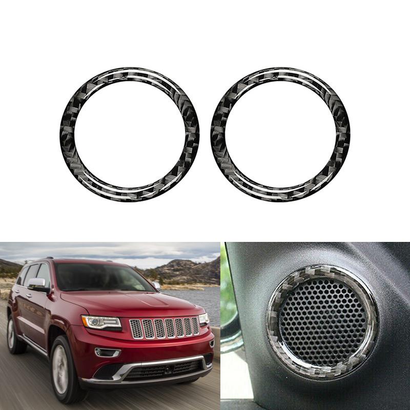 Auto-Carbonfaser-Look Fronttür-Stereo-Lautsprecher-Zierring für Jeep Grand Cherokee 2011–2017 2018 Innenausstattung