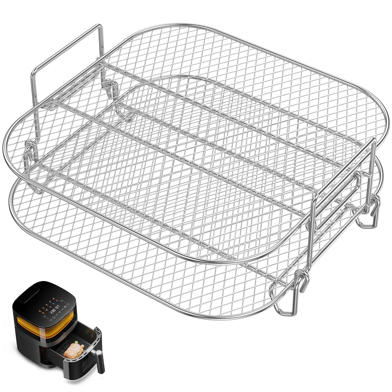 2/3-Tier Air Fryer Grill Rack Heat Resistant Stainless Steel Air Fryer Cooking Grate Grill Tray Rectangle/Square Dehydrator Rack