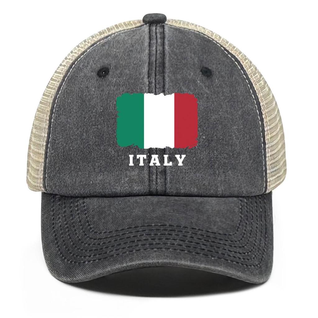 Italienische Flagge Druck Verstellbare Trucker-Kappe, Patriotische Damen-Kappe Verstellbarer Riemen Retro Stilvoll Sportliche Snapback Baseballkappe