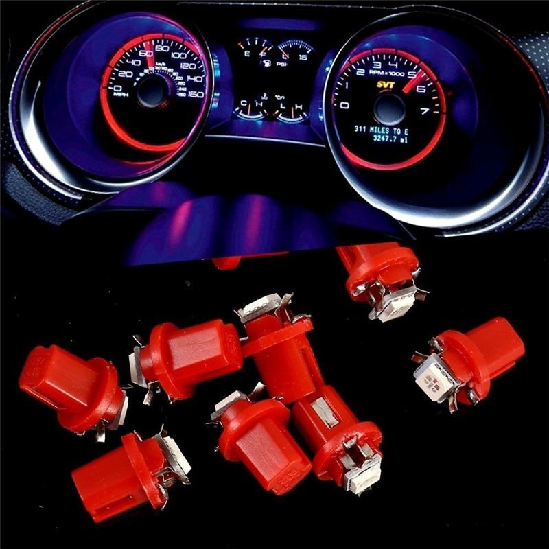 10pcs T5 B8.5d Light Car Dashboard Speed Lights Bulb LED Lights Car Interior Lamp Accessories Dashboard Side Switch Lamps 12V