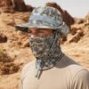 Camouflage Sonnenhut mit Sturmhaube Gesichtsmaske, UV-Schutz Herren Hut mit breiter Krempe, Atmungsaktiver Fischerhut für Outdoor Angeln Wandern Radfahren