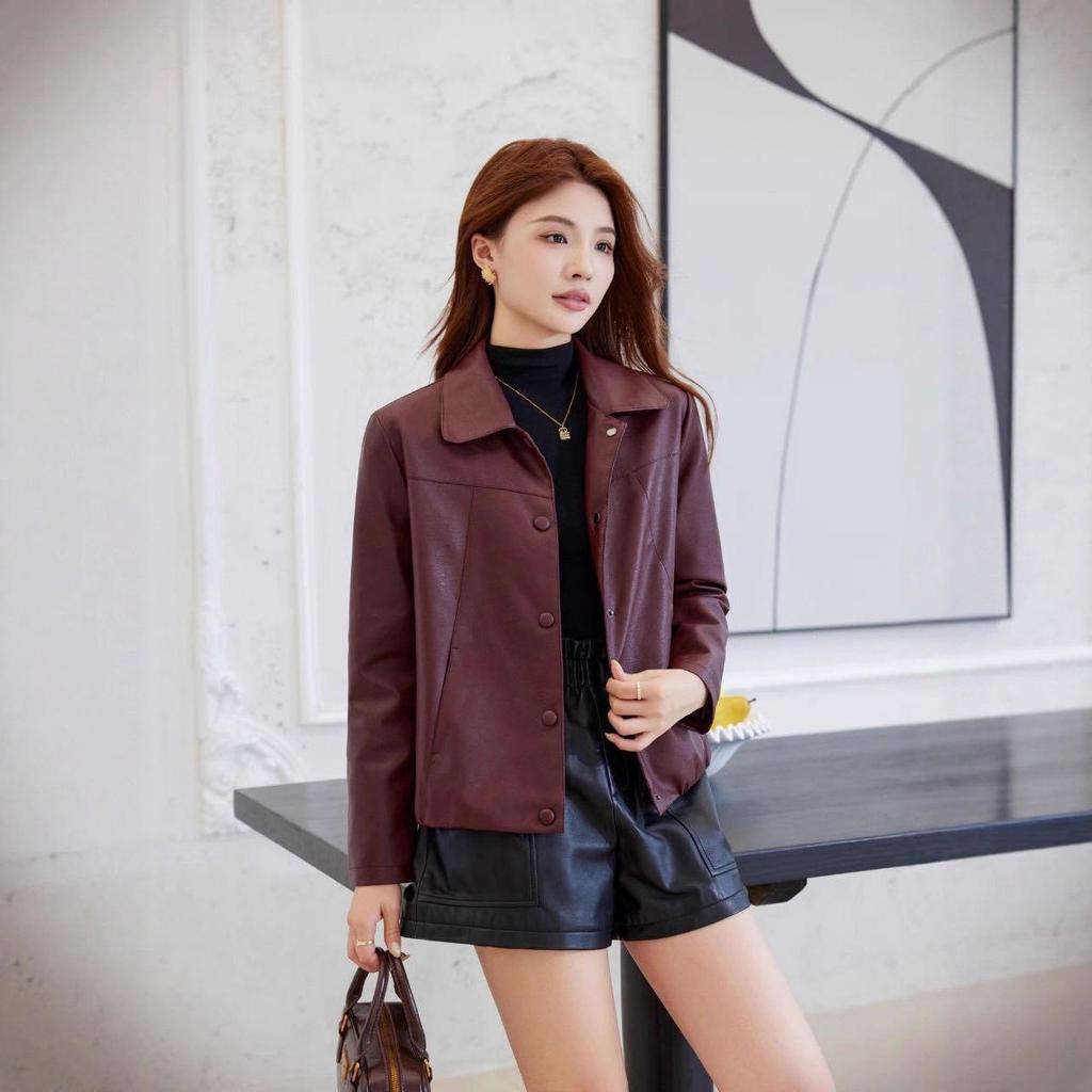Stylish Women's Genuine Leather Jacket - Slimming Autumn Short Coat for Versatile Fashion