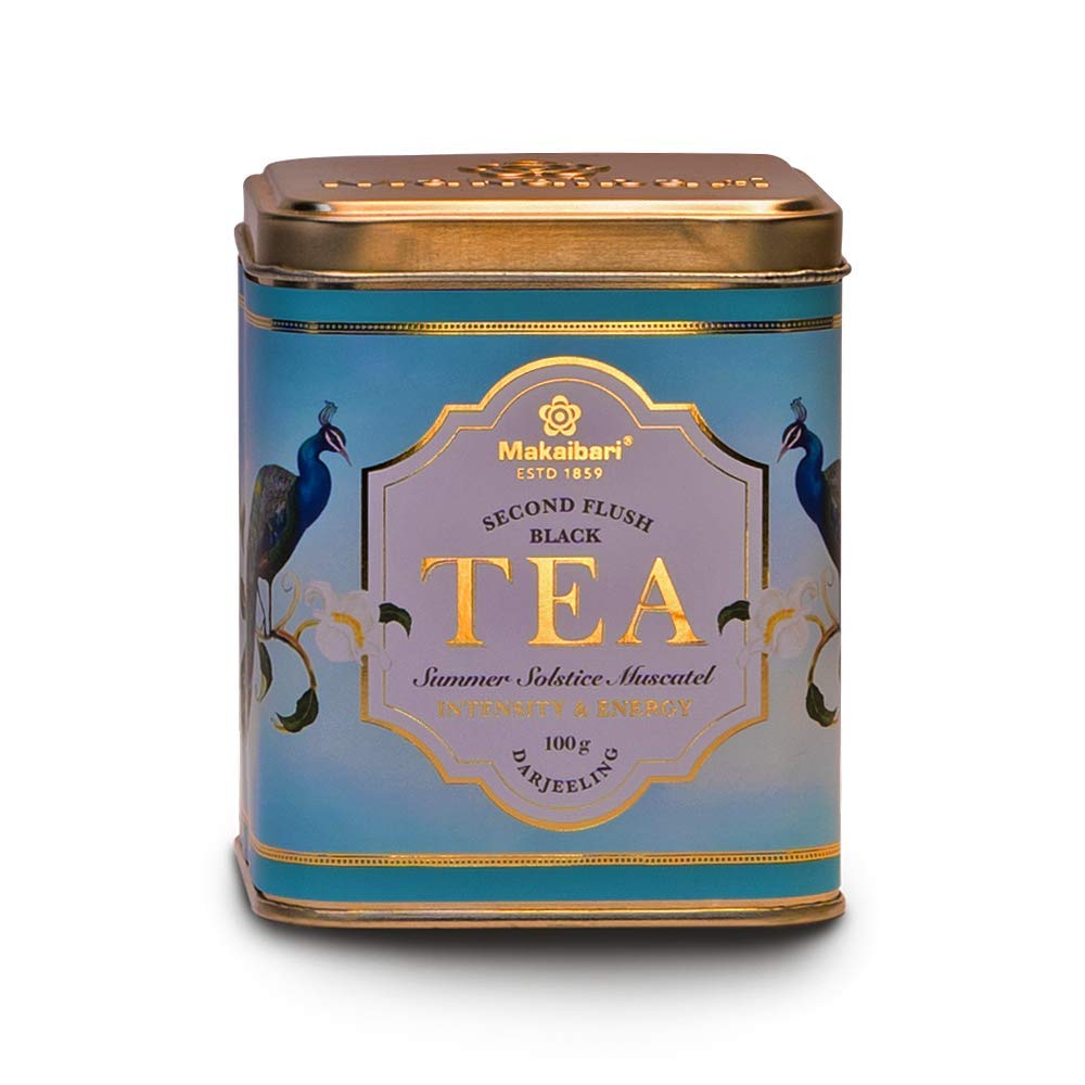 Makaibari Silver Green Darjeeling Green Tea & Summer Solstice Muscatel Darjeeling Black Tea Tin Caddy | 100 Gm X 2| Single Estate Loose Leaf Tea