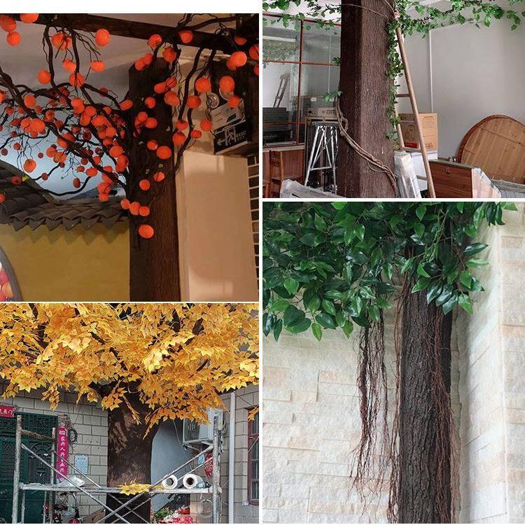 Aqumotic Silicone Fake Bark Sticker Faux Tree Bark Cover DIY Trunk Pipe Becomes A Tree Inside Green Plant Landscape Wall Sticker