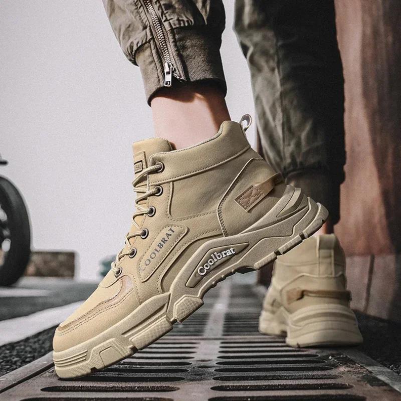 Mens Boots Casual Shoes Winter Leather Designer Luxury Ankle boots Platform Work Safety shoes Sneakers botas para hombre