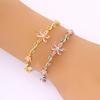 Fashion Green Leaf Flower Bracelet Luxury Shiny Rhinestone Bangle  Wedding