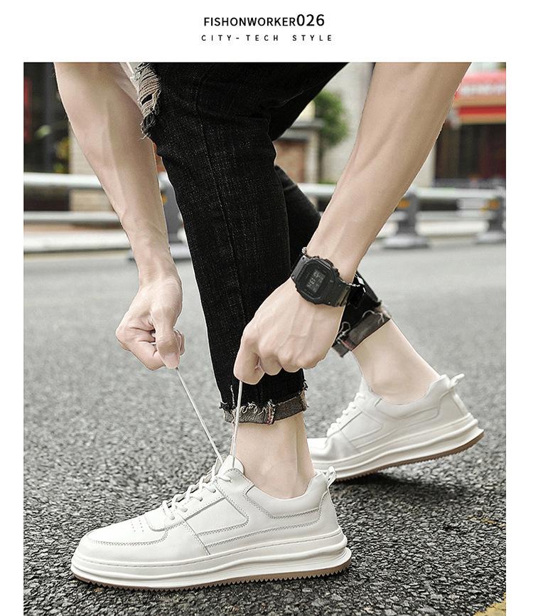 Men's Trendy Breathable Leather Casual Shoes - British Style Soft Sole Work Boots