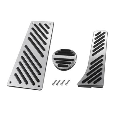 Motoforti Gas Accelerator Brake Footrest Pedal Pad Covers for Mercedes-Benz Smart ForTwo 2009-2014, Metal Black Silver Tone, 1 Set
