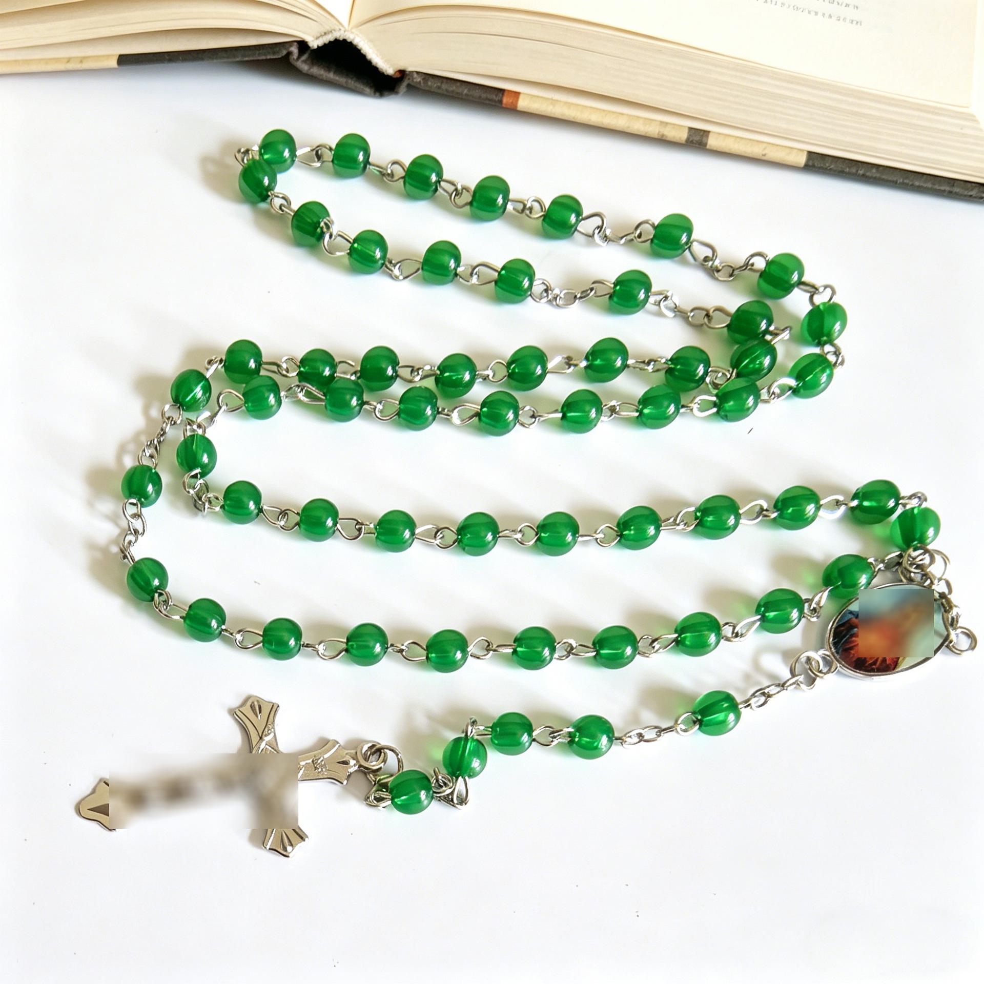 6mm Triangle Beaded Cross Necklace - Unisex Versatile Jewelry
