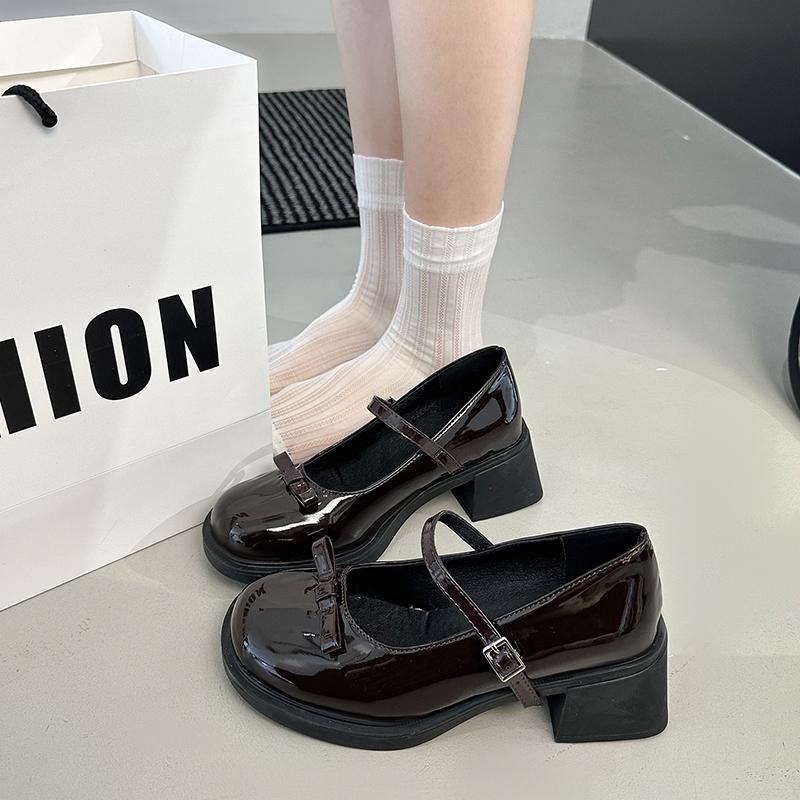 Pantofi Femei Loafers Retro Maro Pantofi Mary Jane Femei Piele PU Tocuri Groase Pantofi Lolita Pantofi Uniformă Femeie Pantofi cu Cataramă la Gleznă