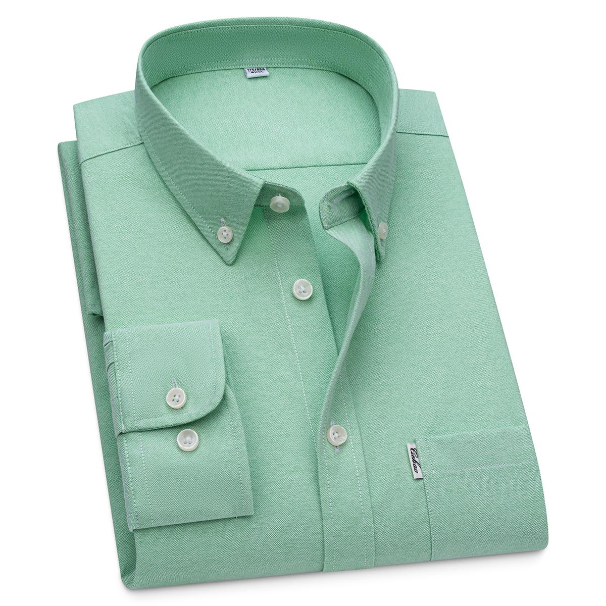 

Men s Hard-wearing Comfortable 100% Cotton Long Sleeve Dress Shirt with Pocket, Spring Autumn Casual Oxford Button-Down Shirts 44 світло-зелений колір
