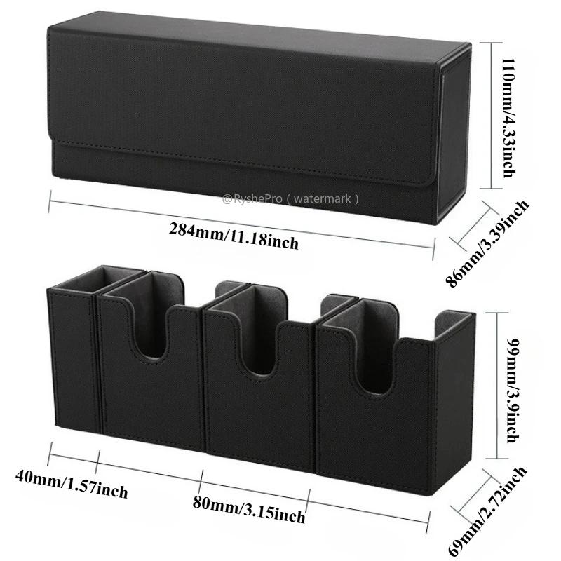 4 in 1 Trading Card Storage Box with Dice Tray Commander Deck Box Holds Up 270+ Sleeved Cards for Yugioh MTG TCG PTCG Sport Card