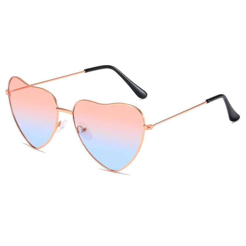 Metal Heart Sunglasses with Ocean Lenses - Fashionable Heart-shaped Street Style in Candy Colors