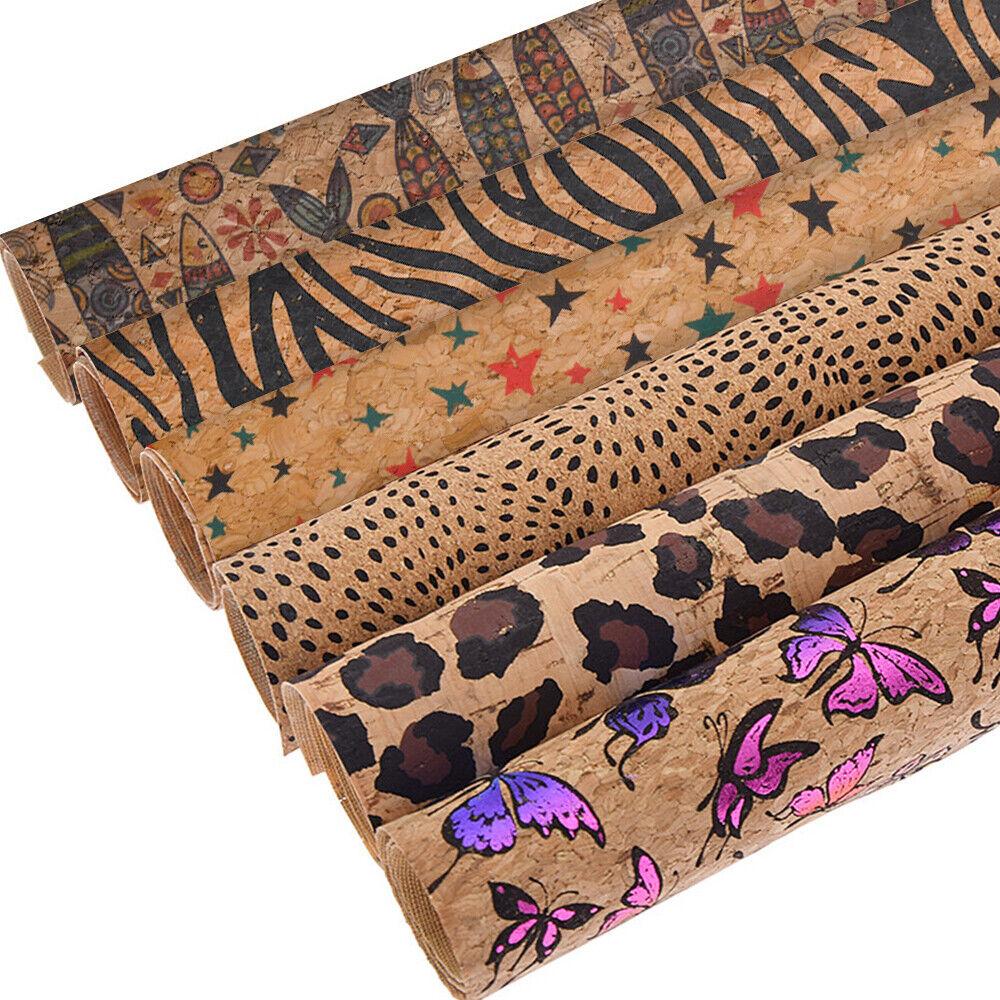 A4/A5 Multicolor Natural Color Retro Faux Leather Sheet Cork Ribbon Fabric For Handbags Handmade Floral Sewing Textured Decor
