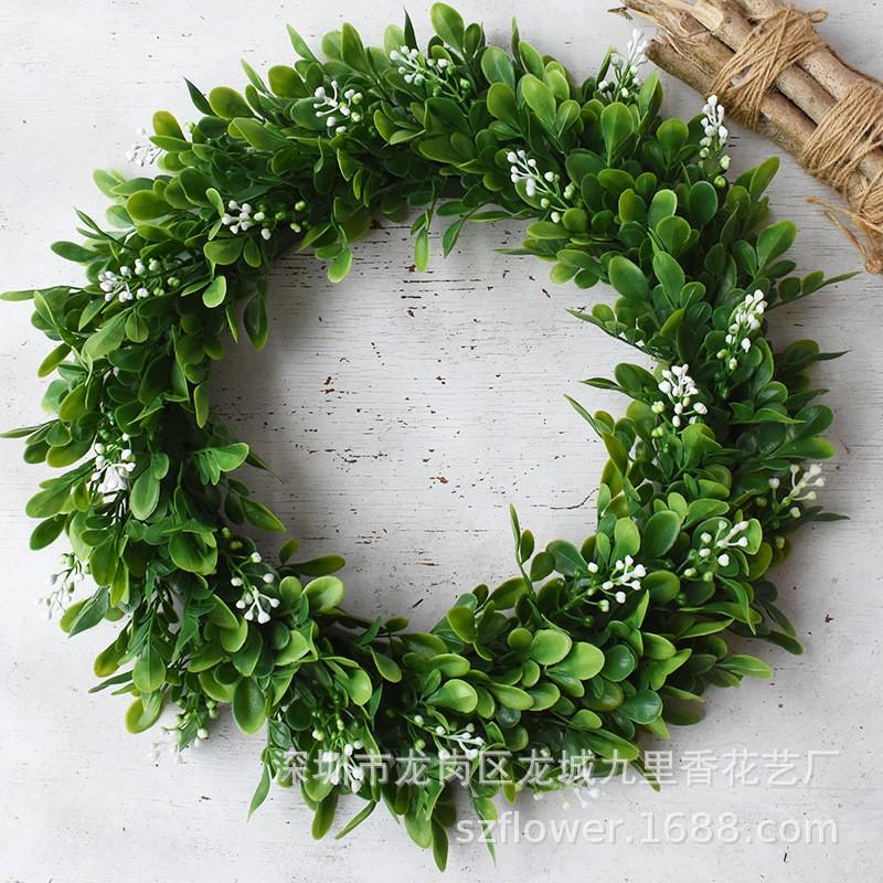 Large Artificial Grass Wreath Door Decor Wedding Party Home Decoration Handmade Plastic Floral Ring