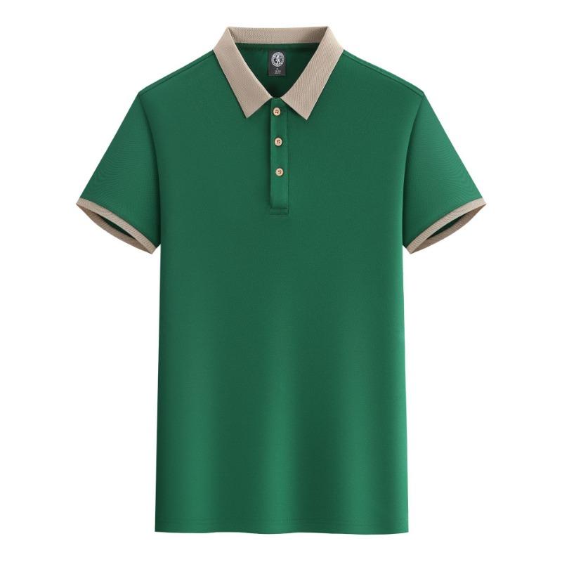 Men's Contrast Collar Short Sleeve Polo Shirt Solid Color Casual Top