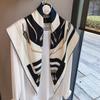 Spring and Autumn Premium Triangle Scarf Double Layer Satin Korean Edition Small Shawl Silky Smooth Foreign Style Neck Protection Silk Scarf Scarf