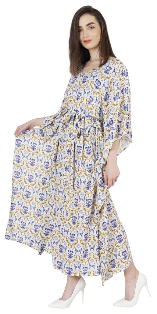 Moomaya Printed Sleep Loungewear For Women Kimono Sleeves Kaftan Resort Dress  Maternity