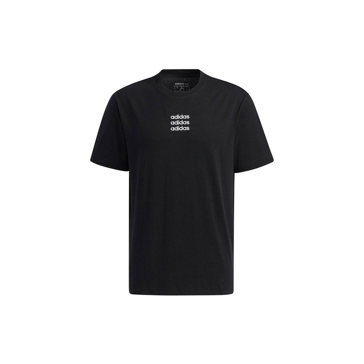 adidas neo M Ce C+ Tee Casual Sports Round Neck Short Sleeve Black Men s GP4891 XL