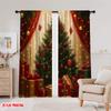 2pcs,2D Plane Printing Print Curtains Christmas Tree Gifts Ornaments_a (3) Polyester (without Rod) Decorations Inside Use for