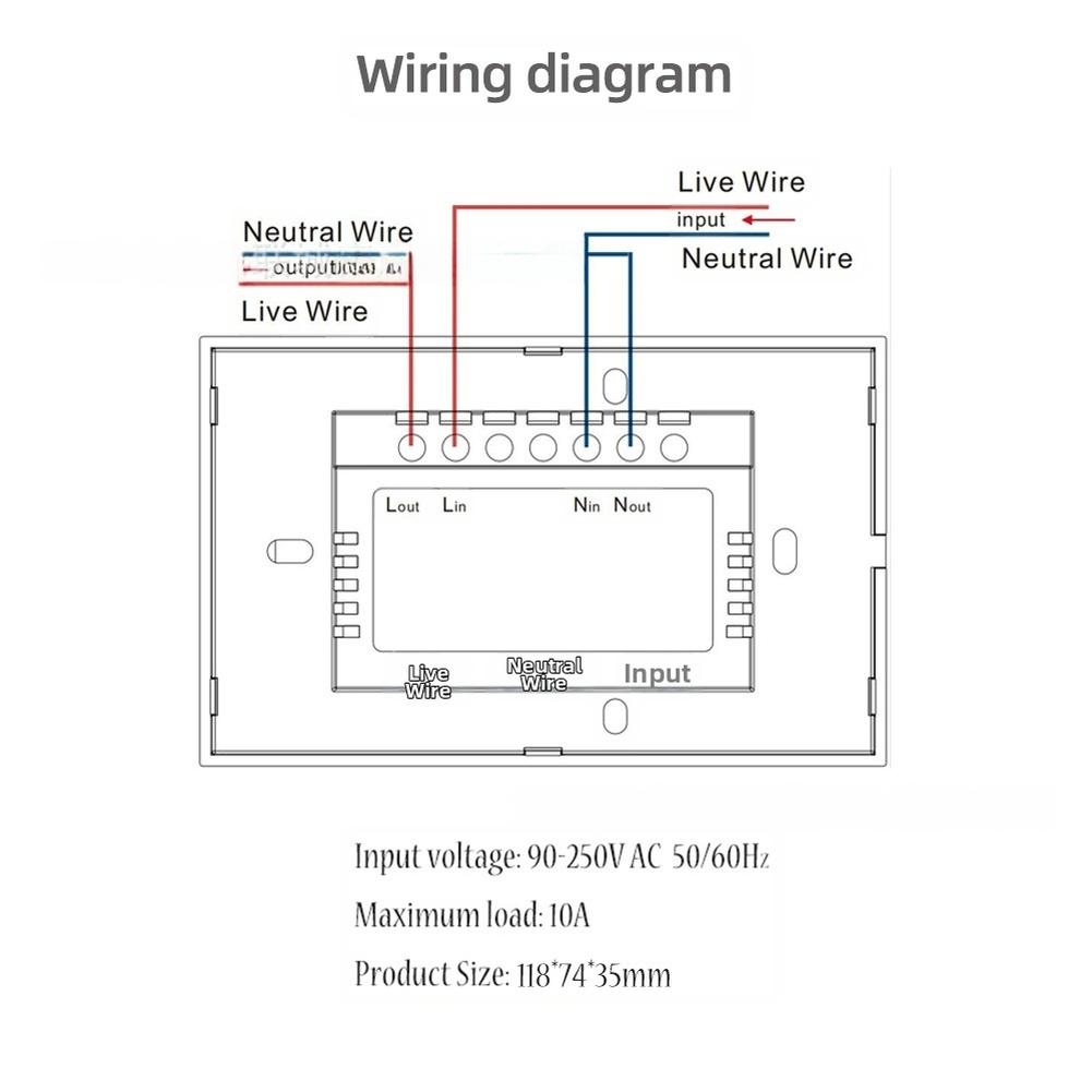 Touchless Infrared Wall Switch Non Contact Hygienic Tempered Glass AC 100 240V 50 60Hz 10A Dual Status Lights L N Wiring