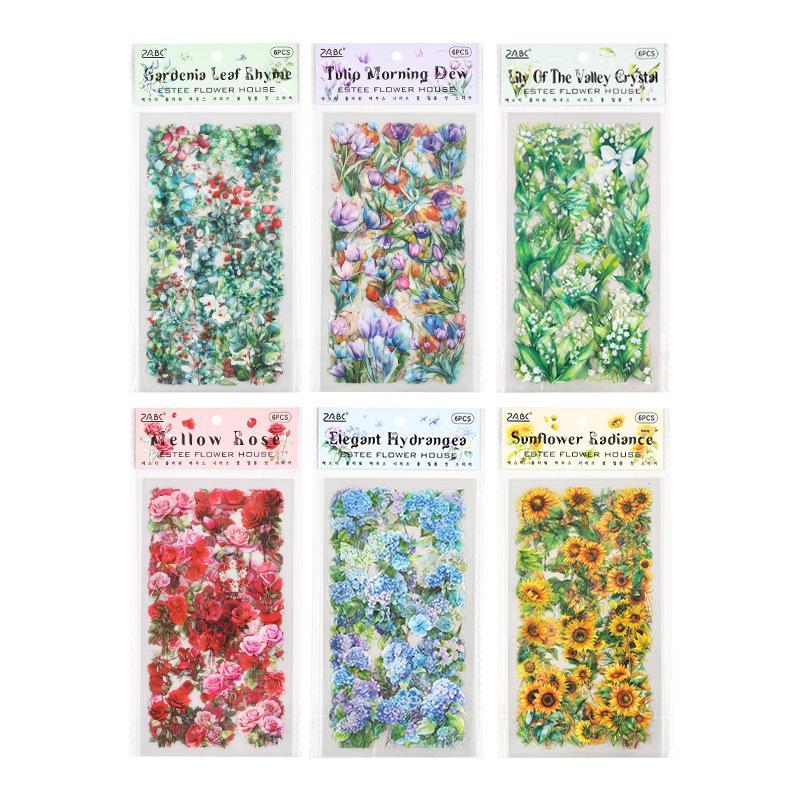Yue Zhen Floral Retro Waterproof PET Die-cut Journal Stickers