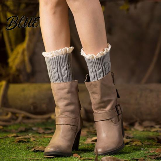 Calf Covers for Winter Socks Trim Knitted Pair Lace Boots 1 Thick Keep Warm Over-the-Knee