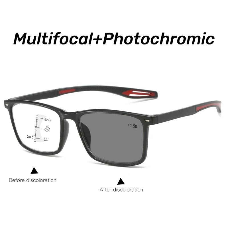 Progressive photochrome multifokale Lesebrille 3 in 1 Outdoor-Bifokal-Sonnenbrille TR90 Sport Anti Blue Near Far Brillen