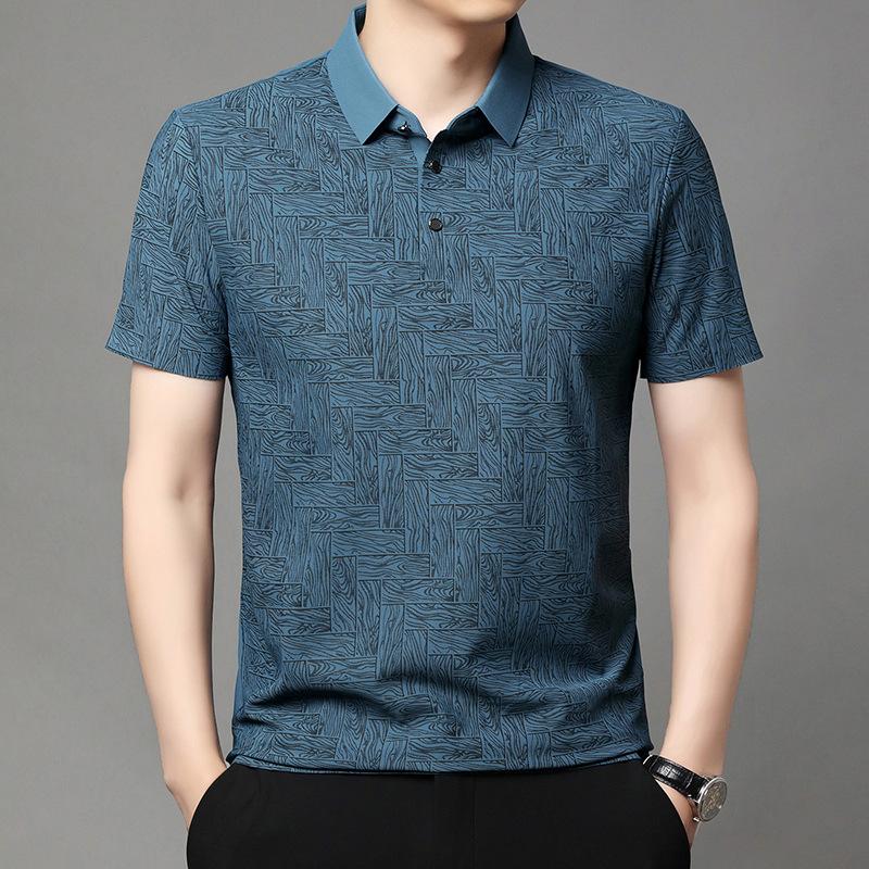 Men's Soild Ice Silk T-Shirts Short Sleeve Comfortable Casual Tops Slim Fit Business Tees Man Clothing
