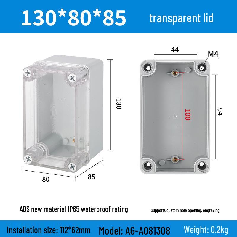 Outdoor Waterproof ABS Power Supply & Monitoring Socket Box with Wiring Terminal & Button