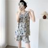Women's Summer Ultra-Thin Cotton Satin Pajamas Set With Shorts And Sleeveless Vest, Cool Comfort Home Wear For Hot Weather