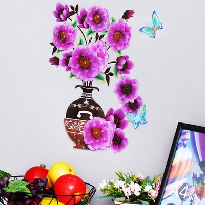 Multi-layer Wall Decal Realistic Fancy Ornamental Flower Vase 3D