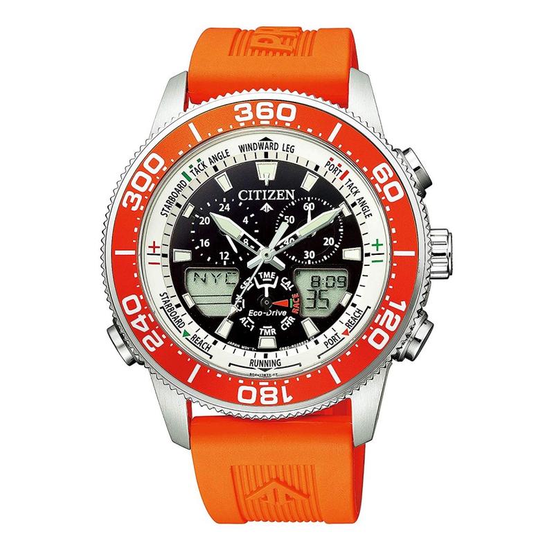 

CITIZEN series 200 meters waterproof solar Quartz rubber strap 44mm men s watch black dial JR4061-18E чорний