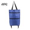 Outdoor Picnic Utility Tote Foldable Shopping Bag with Wheels Heavy-Duty Waterproof Oxford Cloth Grocery Cart Space Saving Organizer Reusable Roller
