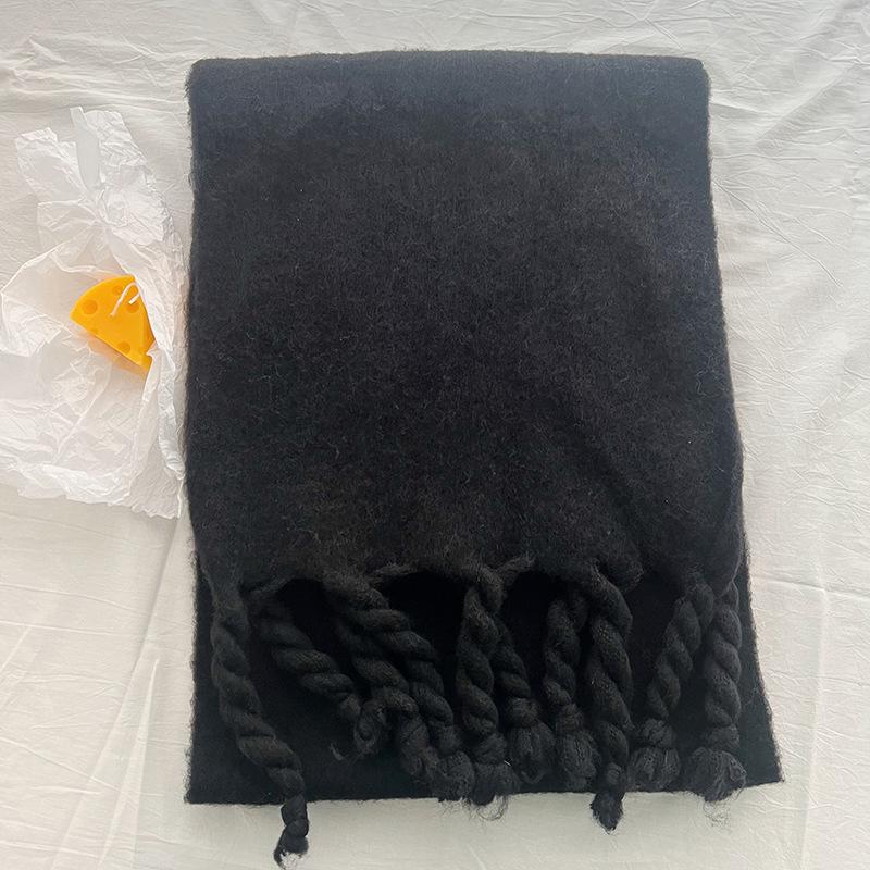 Autumn And Winter Thickened Warm Soft Waxy Solid Scarf Ins Braid Loop Yarn Shawl Scarf