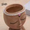 Weather Resistant Resin Basin Face Planter Pot, Cute Head Vase for Succulents Flowers, Decorative Flower Unique Home Office Ornaments Indoor