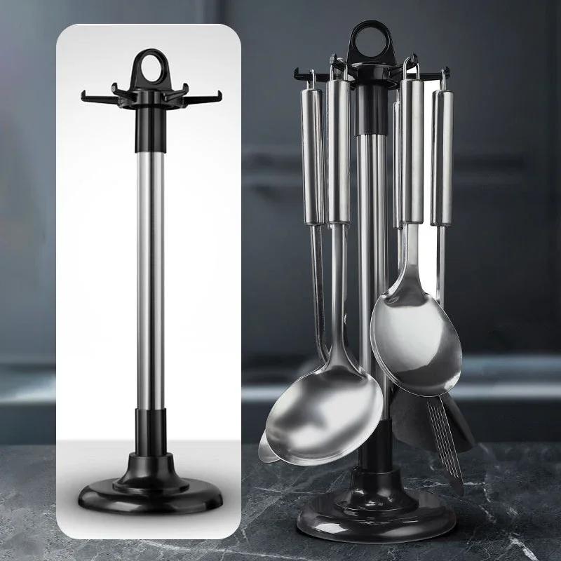 Küchen Drehregal Drehbarer Küchenutensilien-Organizer Haken Pfannenwender Löffel Messer Aufbewahrungsschrank Küchenzubehör